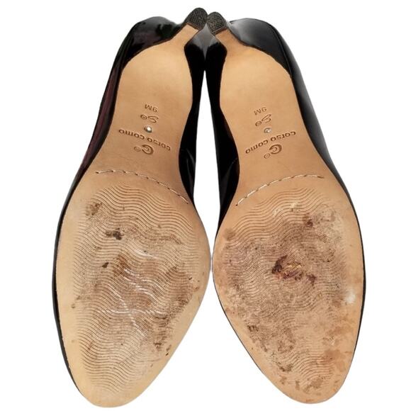 Corso Como 9 Patent Leather Heels Black Classic Pumps Elegant Del Stiletto Retro - Picture 6 of 6